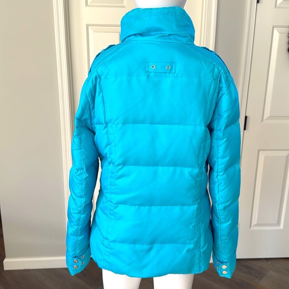 EDDIE BAUER Goose Down Turquoise Quilted  Puffer Ski Jacket w/Removable Insert-M - Picture 10 of 16